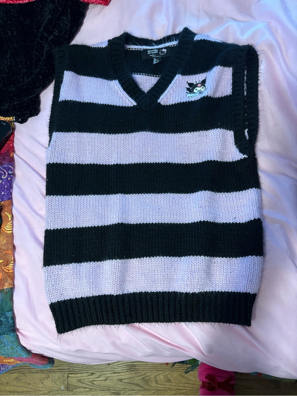 Striped V-Neck Knit Kuromi Sweater Vest